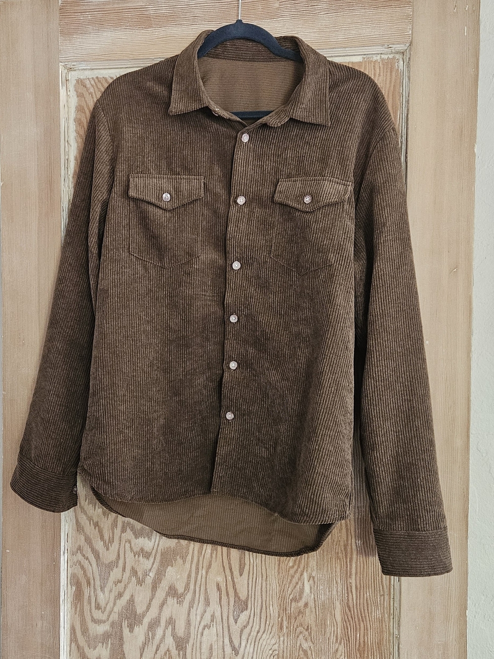 Men's Brown Corduroy Button Up Shirt